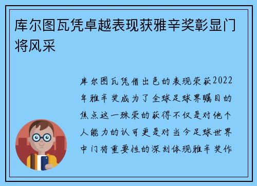 库尔图瓦凭卓越表现获雅辛奖彰显门将风采